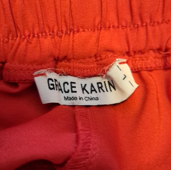 GRACE KARIN TIE WAIST PAPERBAG SHORTS WITH POCKETS, RED L - Picture 7 of 8